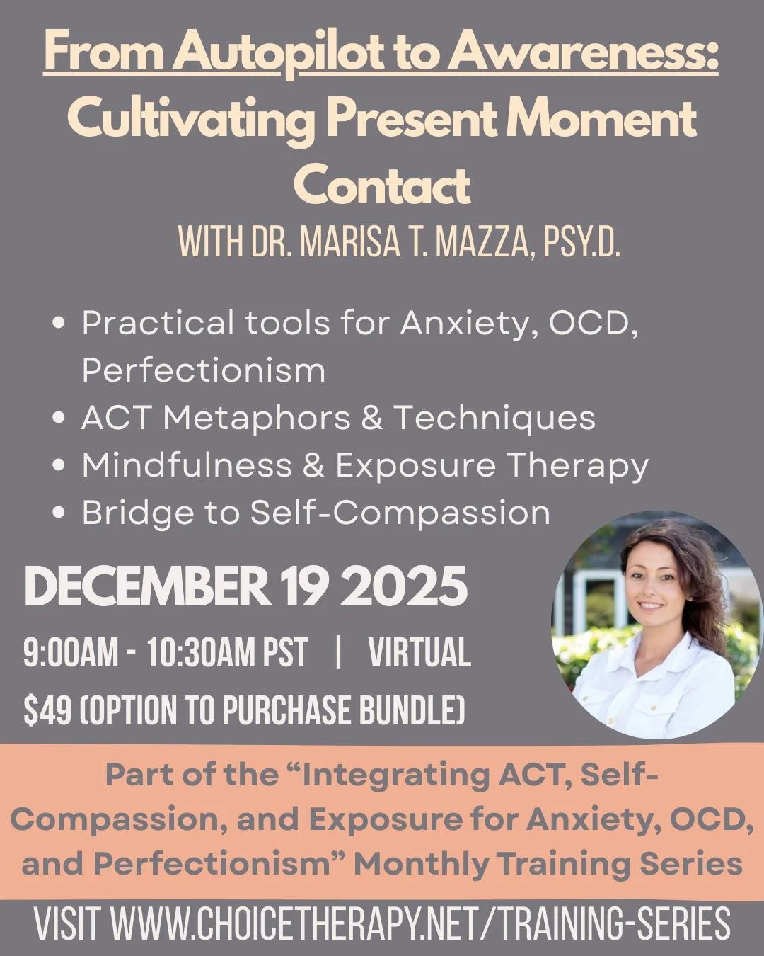 🧠 From Autopilot to Awareness: Cultivating Present Moment Contact
Are your clients caught in a loop of worry (future) or judgment (past)? This is your chance to equip them with the essential skill that truly fuels therapeutic change: non-judgmental 