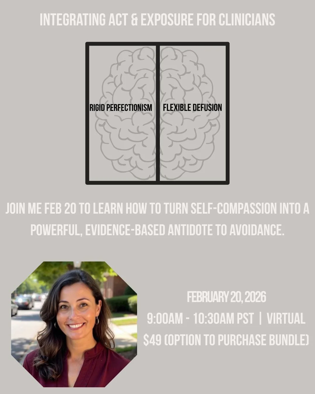 🎓 LIVE Training for Clinicians | ACT + Exposure Work

Join Dr. Marisa Mazza for a 90-minute live training on 02/20/2026

Do you ever feel "stuck" when a client&rsquo;s perfectionism hijacks your ERP plan? 

It&rsquo;s a common hurdle: How 