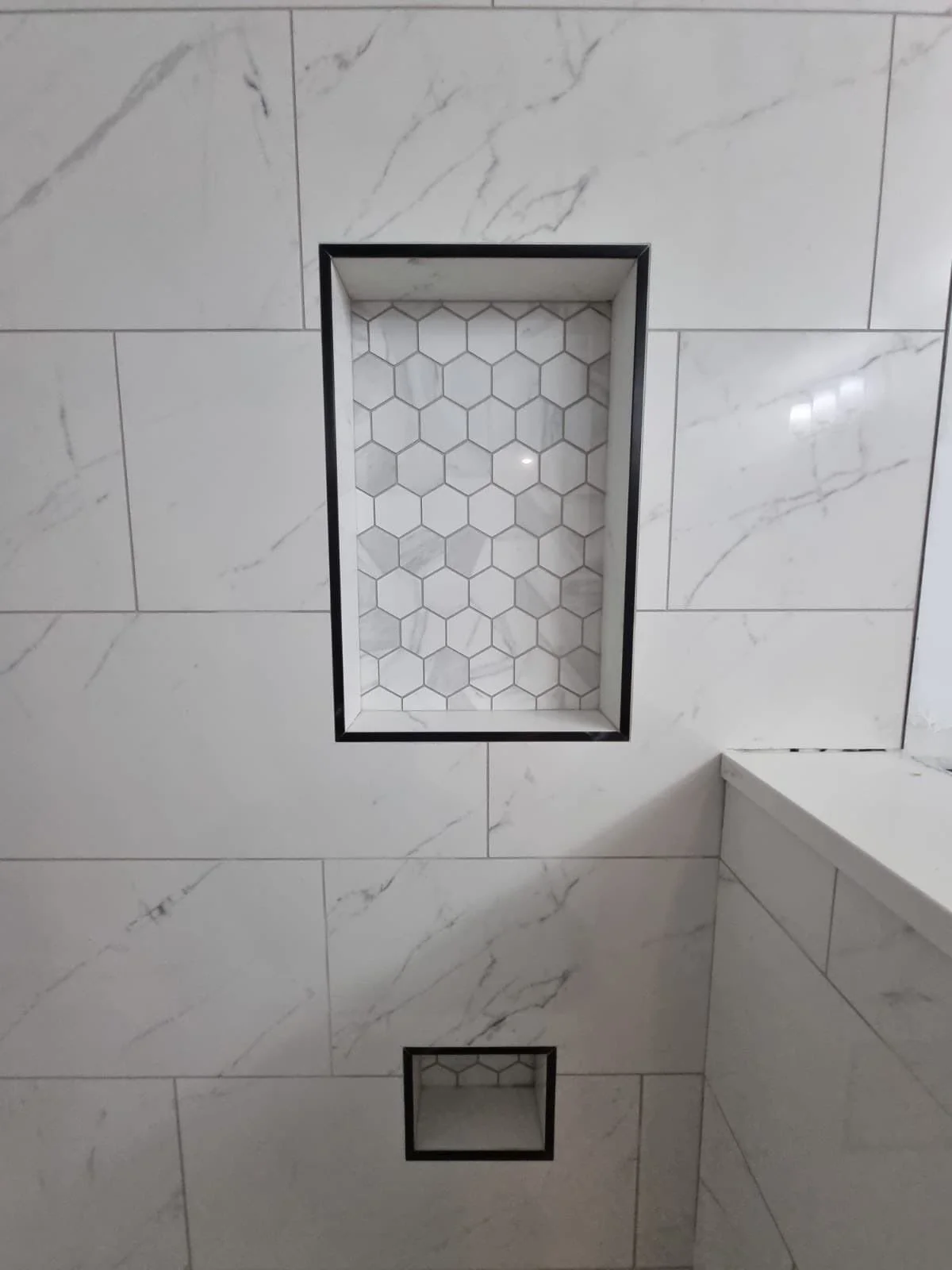 water damage restoration, bathroom restoration, bathroom renovation, bathroom remodel, tile installation, bathroom floor tile, pattern tile ideas, water damage company, water damage services, bathroom water damage, pipe burst restoration, neutral ba