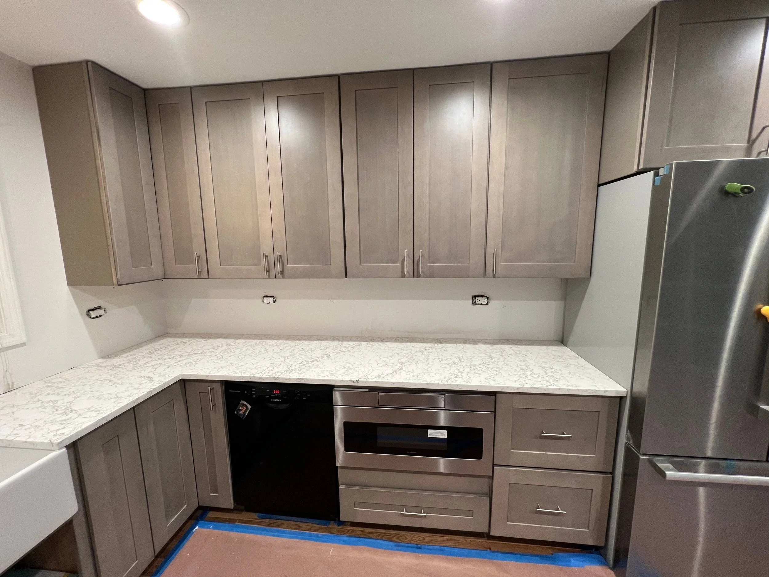 kitchen remodel, kitchen renovation, countertop installation, custom cabinets, farmhouse sink installation, kitchen remodeling services, kitchen repair, kitchen cabinet installation, custom countertop, caesarstone arabetto, neutral kitchen ideas