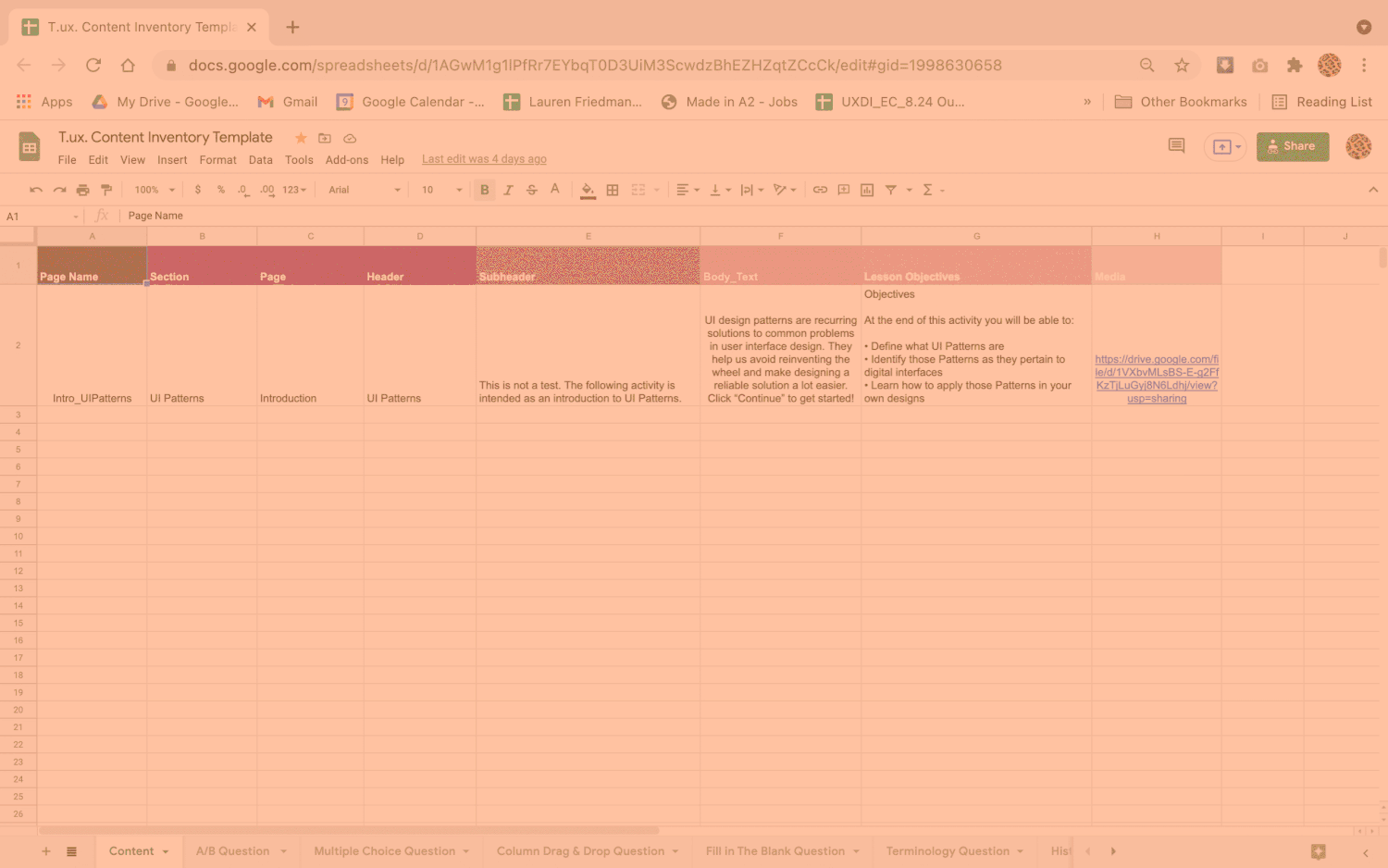 Content Inventory System Design — Lauren Friedman Portfolio