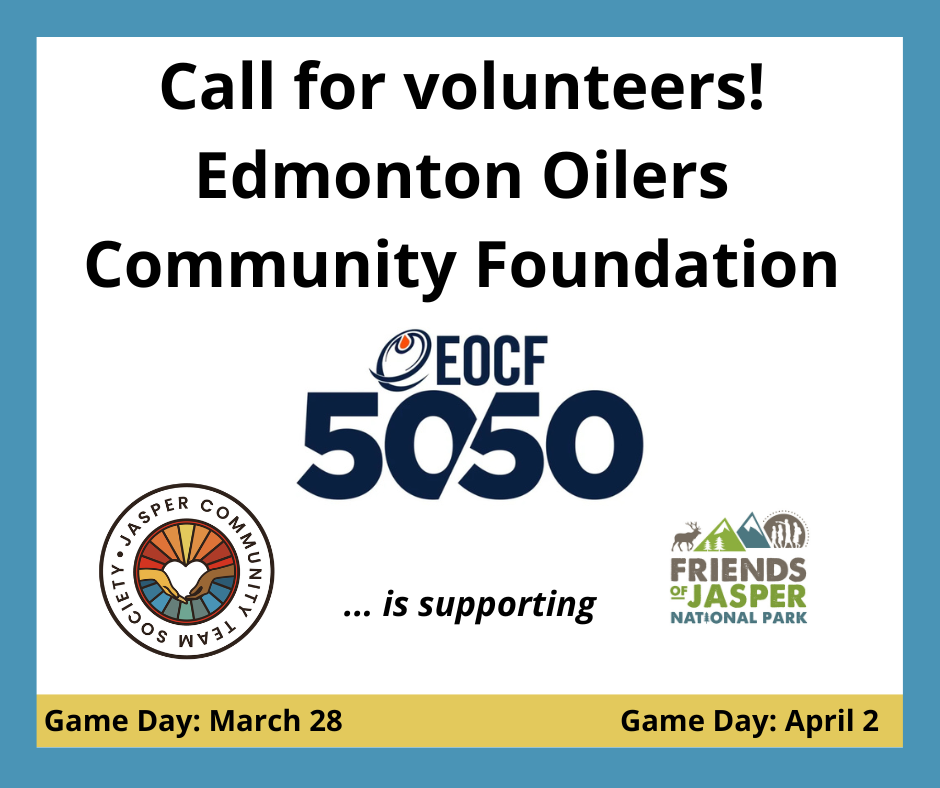 Volunteer opportunities: support Jasper at upcoming Oilers games