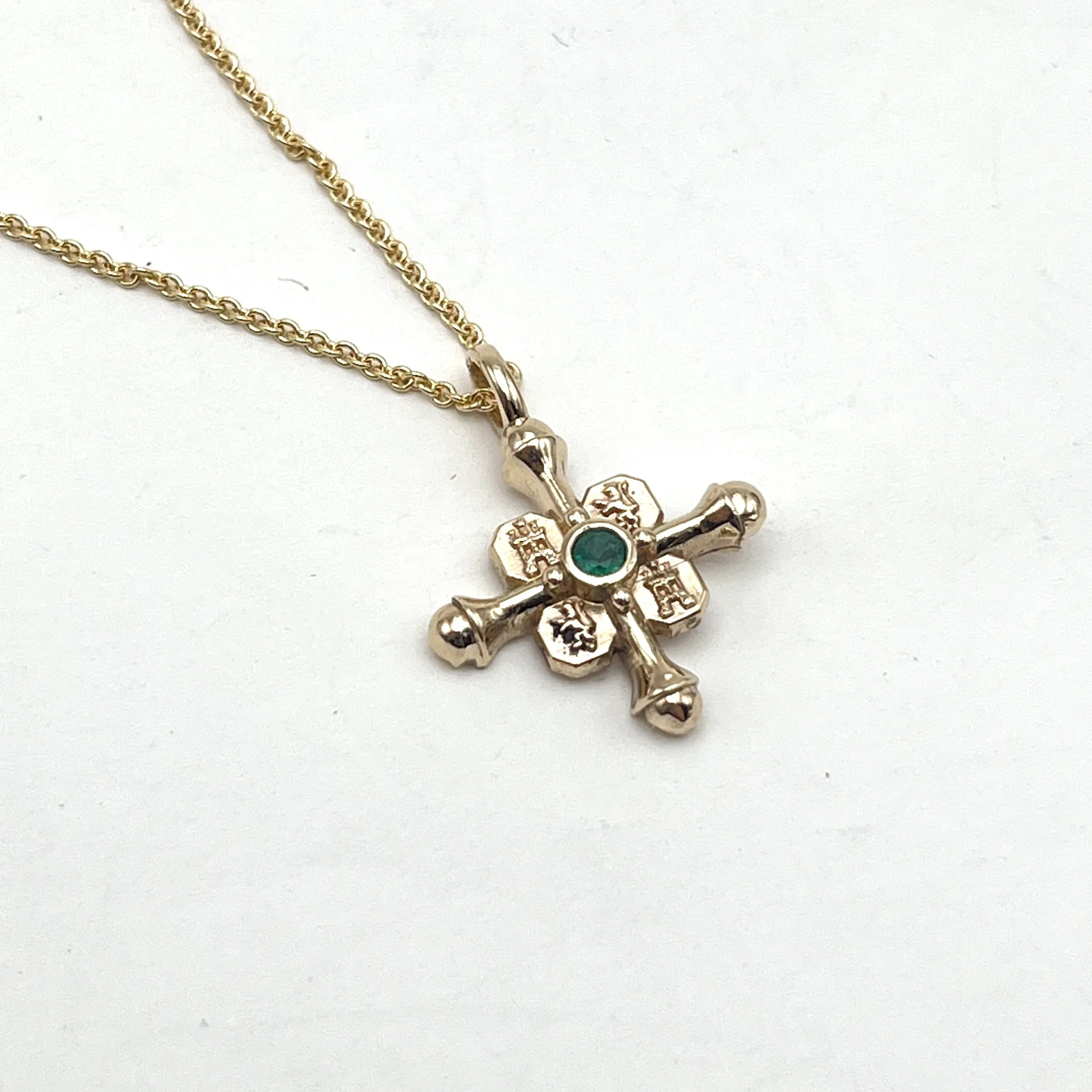 Pendant   Small"Cross of the Concepcion "  with Emerald  #82243