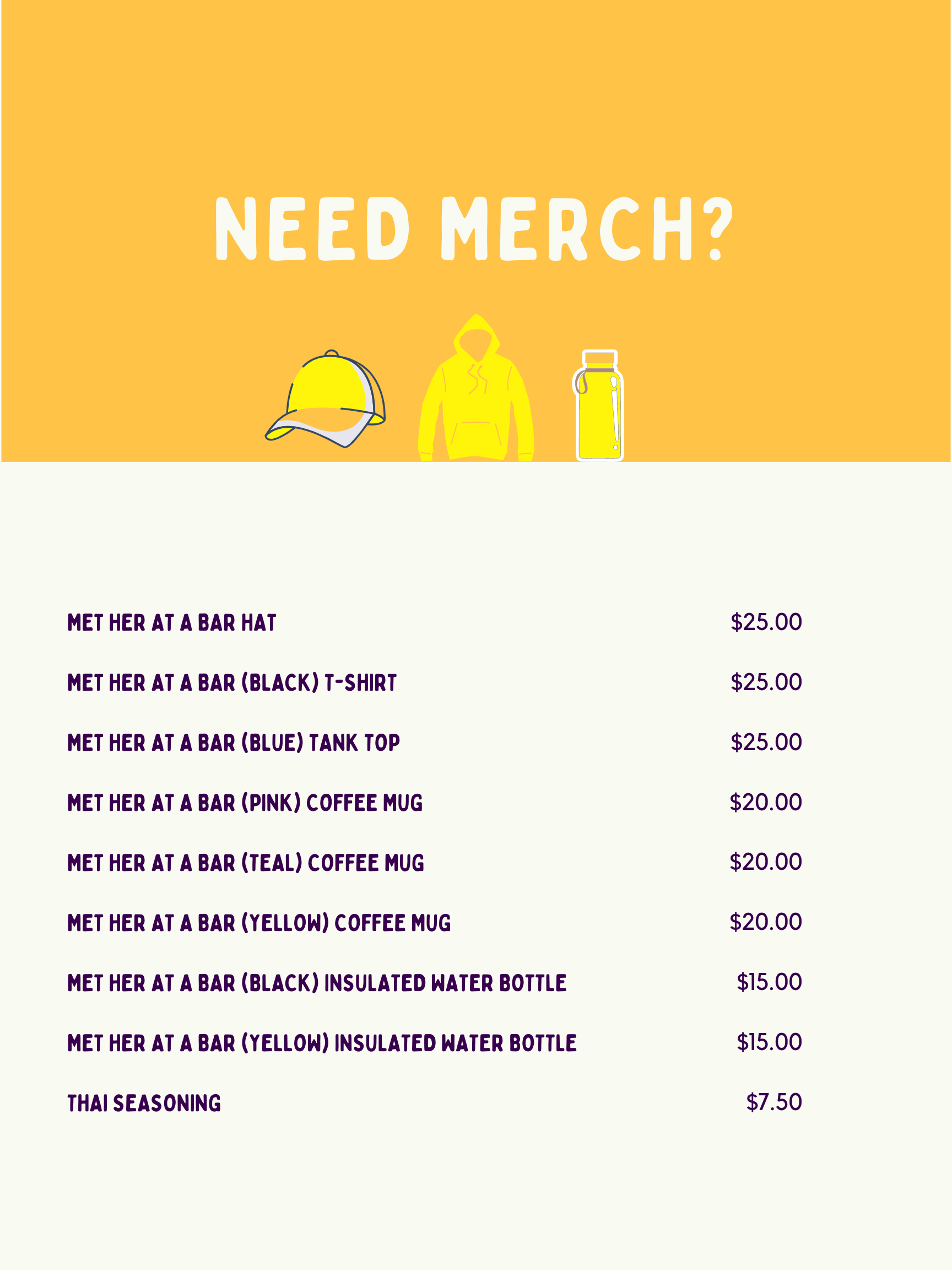 MERCH — Met Her At A Bar