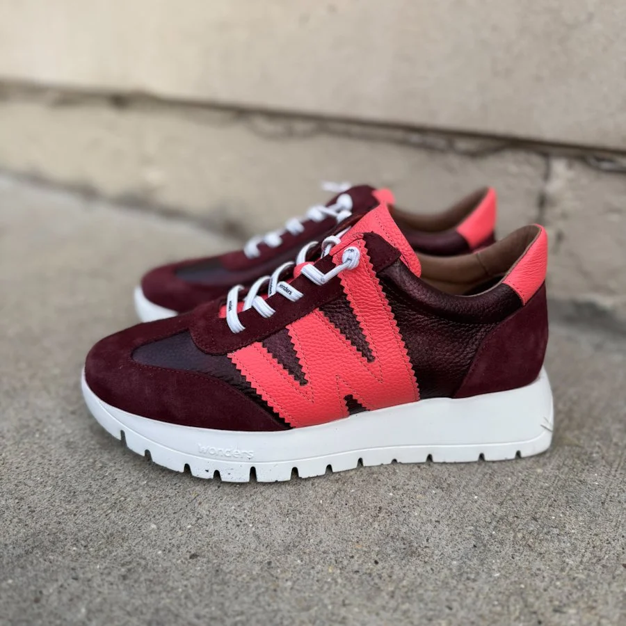 Burgundy and Coral Sneakers