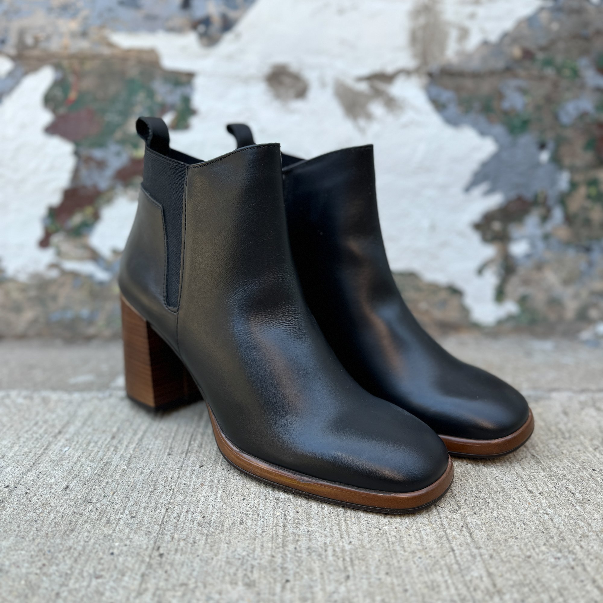 Square Toe Black Booties