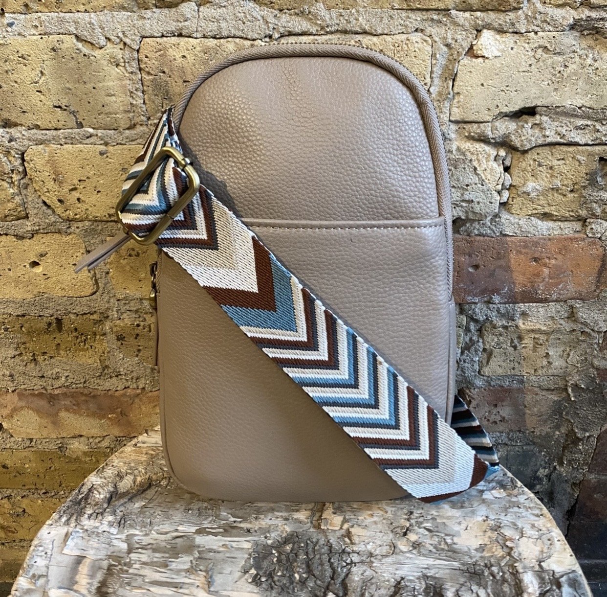 Chevron Leather Sling Bag