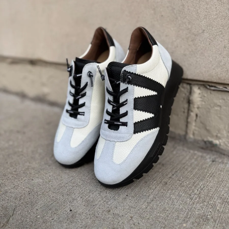 White and Black Platform Sneakers