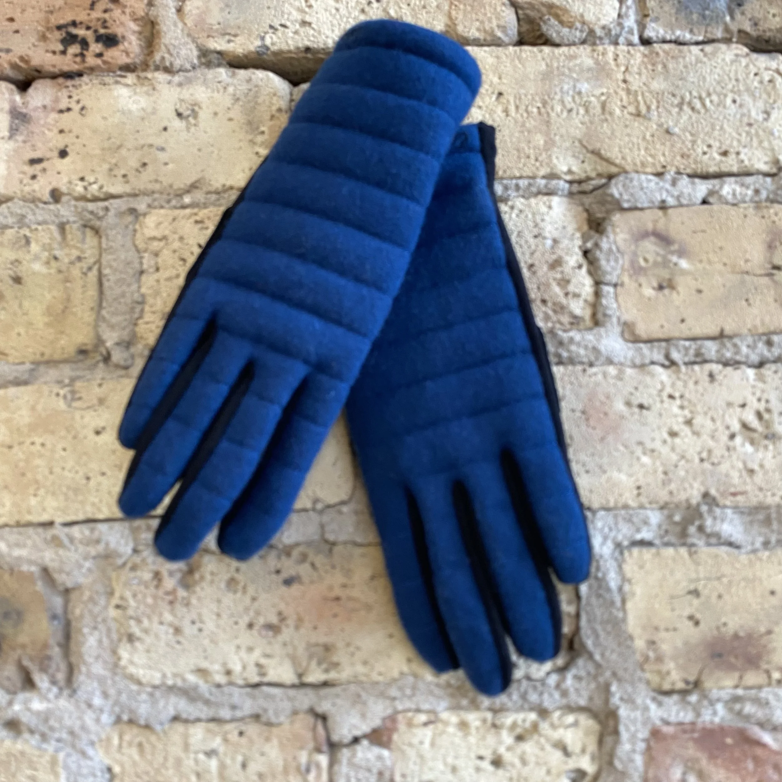 Blue and Black Cashmere Blend Gloves
