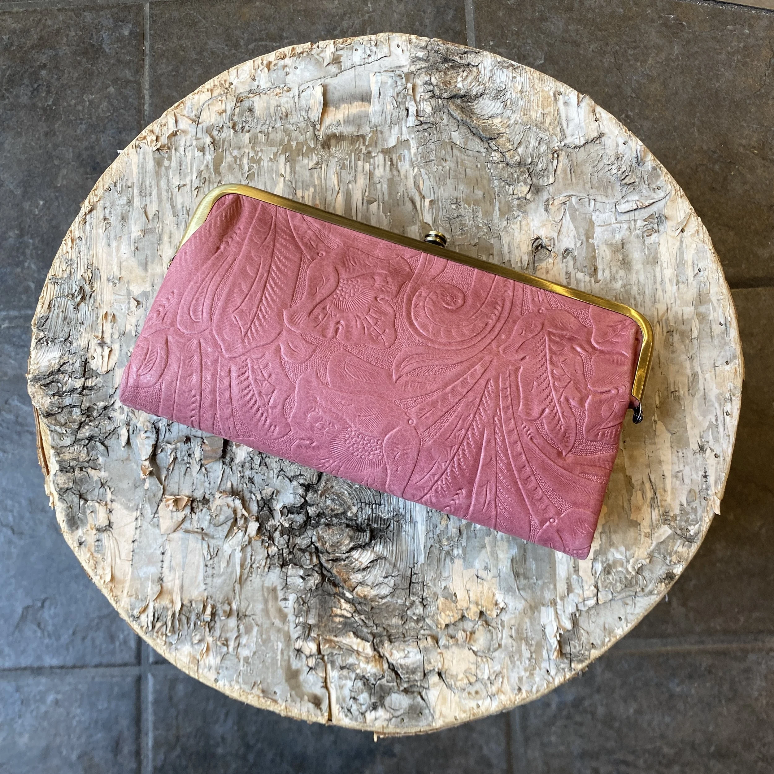 Embossed Leather Clutch Wallet