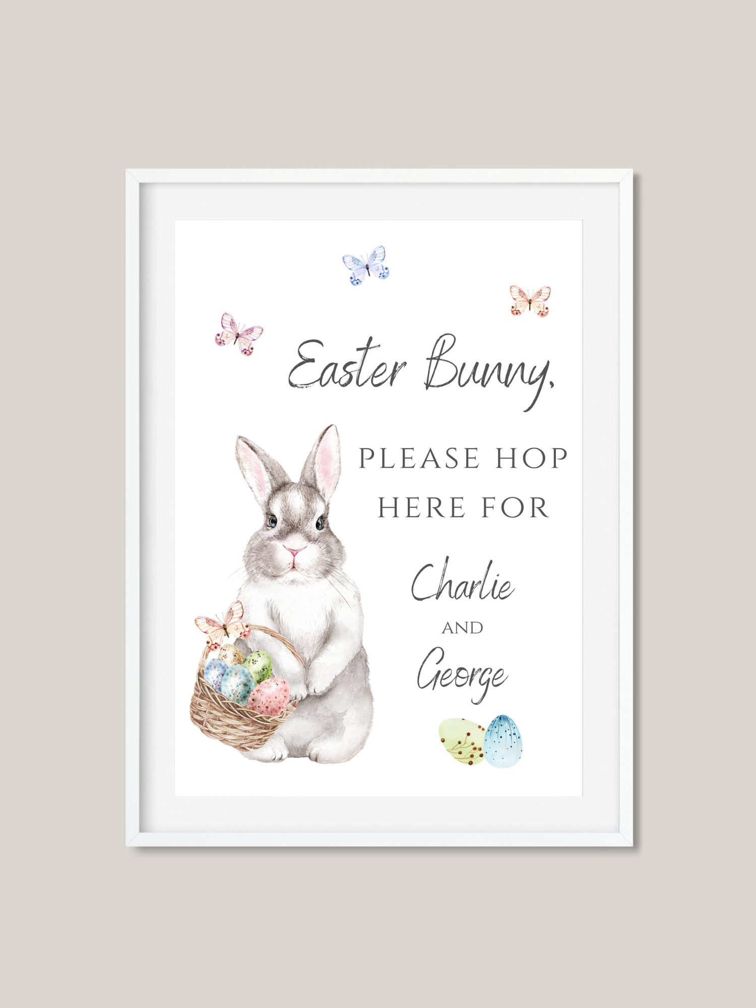 Easter Bunny, Please hop here (personalised)