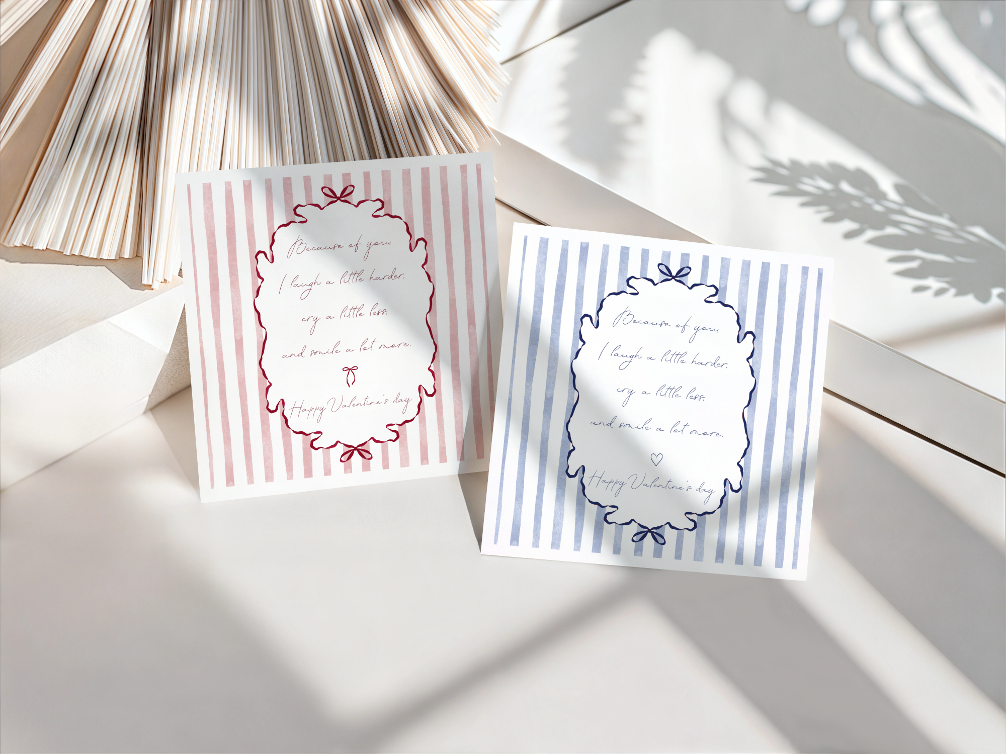 Striped Valentine's/Galentine's Couquette Card