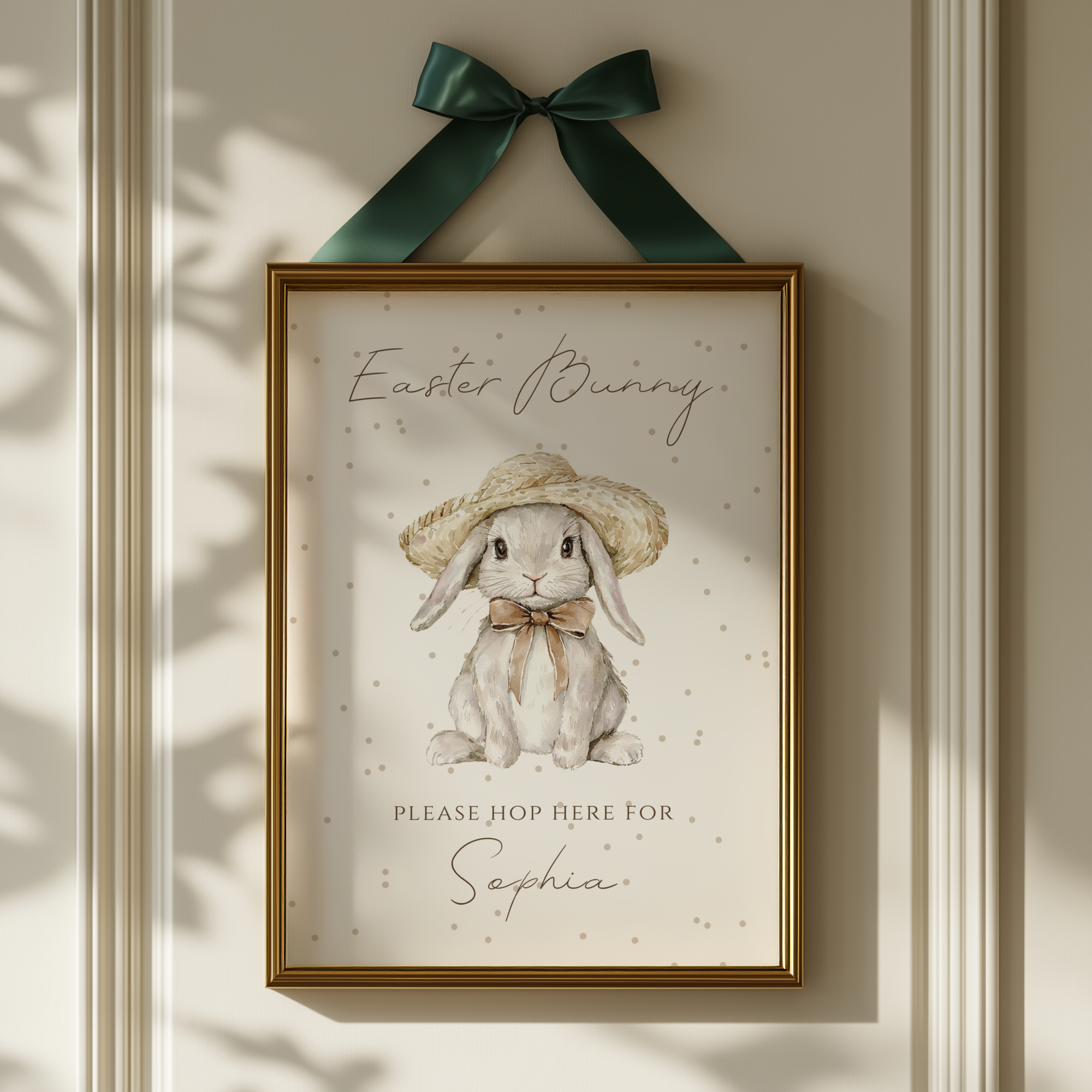 Easter Bunny Hop Here Personalised Art Print