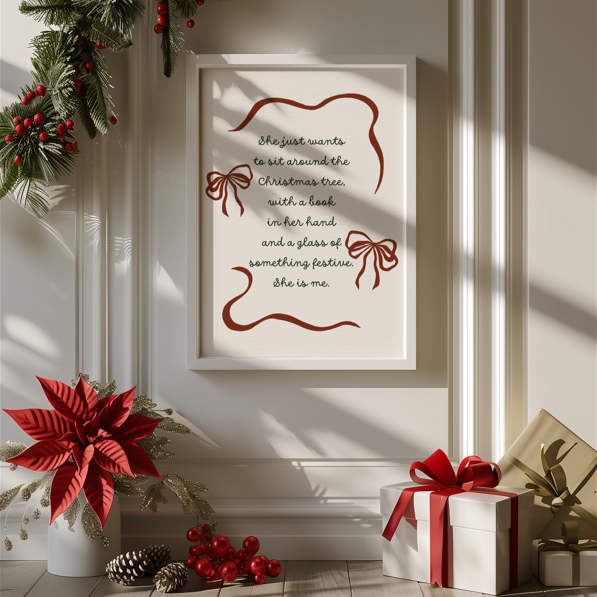 Christmas Tree Reading Art Print