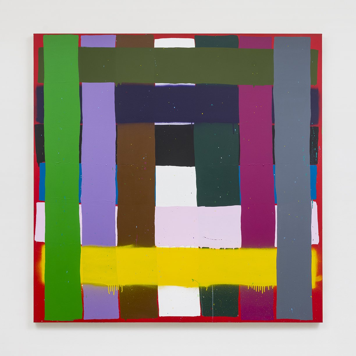Alicia McCarthy, Untitled, 2024, Acrylic paint, and spray paint on canvas, 60 x 60 inches