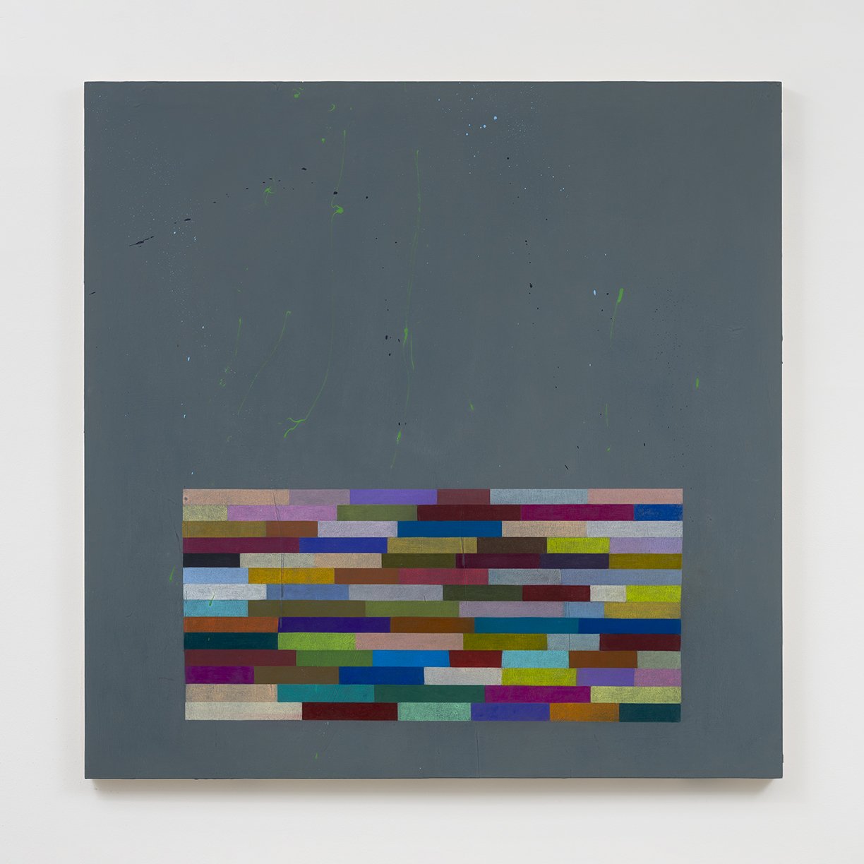 Alicia McCarthy, Untitled, 2024, Acrylic paint, colored pencil and spray paint on wood panel,48 x 48 inches