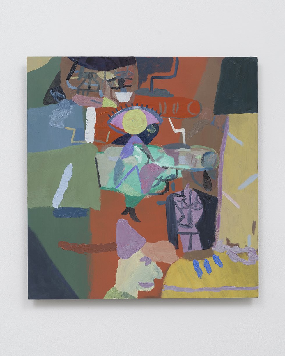 Jason Jägel, Four Pointing Back, 2024, Oil on panel, 20.75 x 19.75 inches