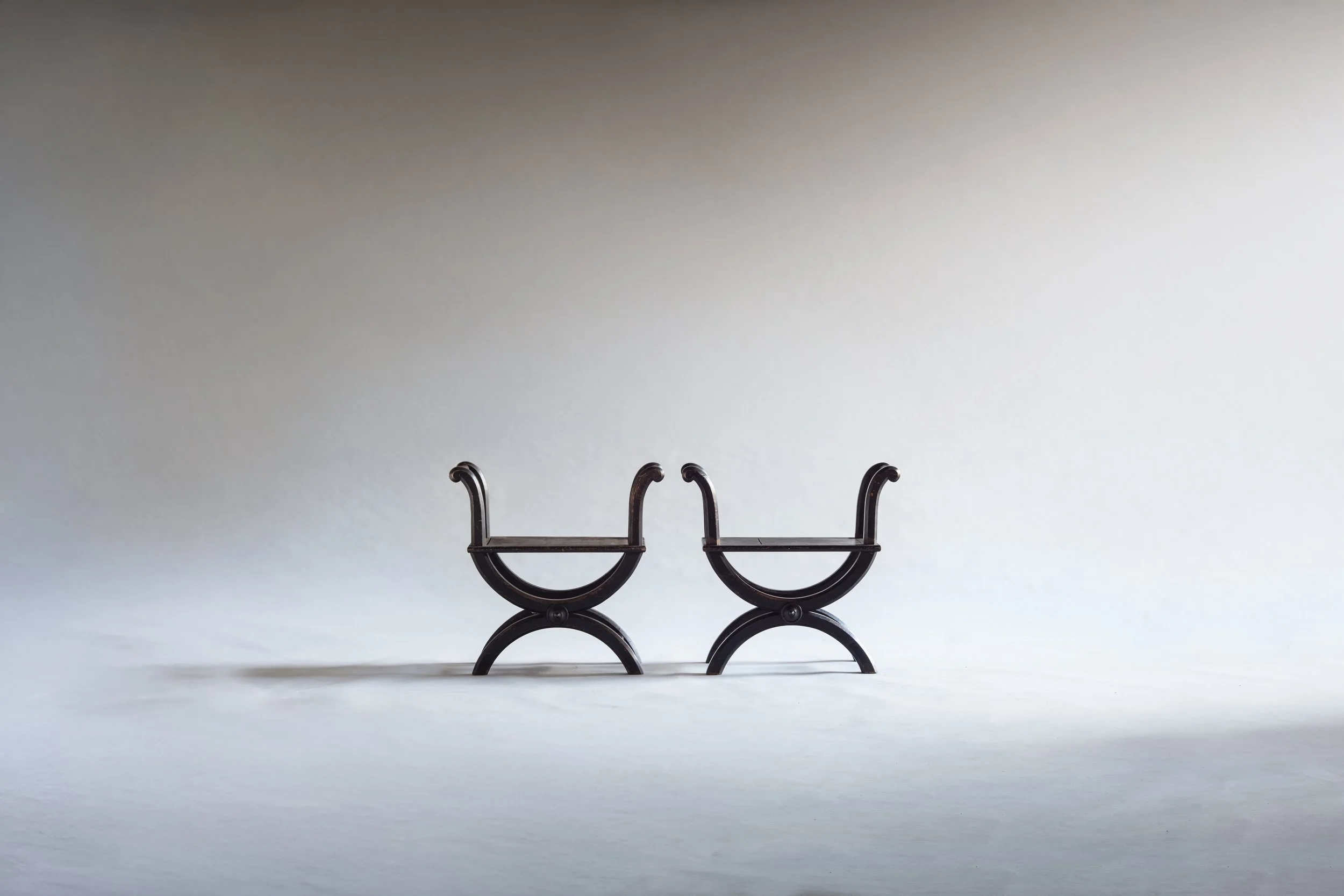 Molly Alexander Seating a Pair of 19th Century Ebonsied-Pine Stools