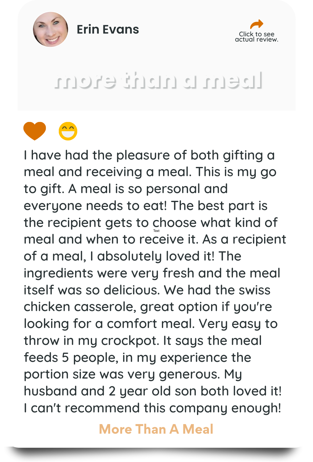 feedback from more than a meal customer