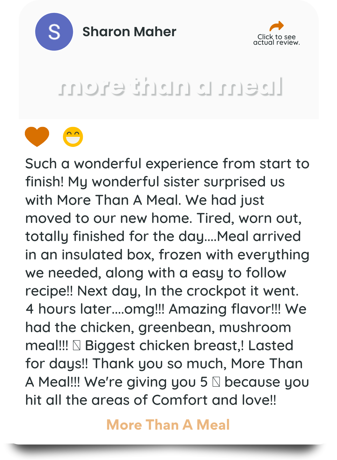feedback from more than a meal customer
