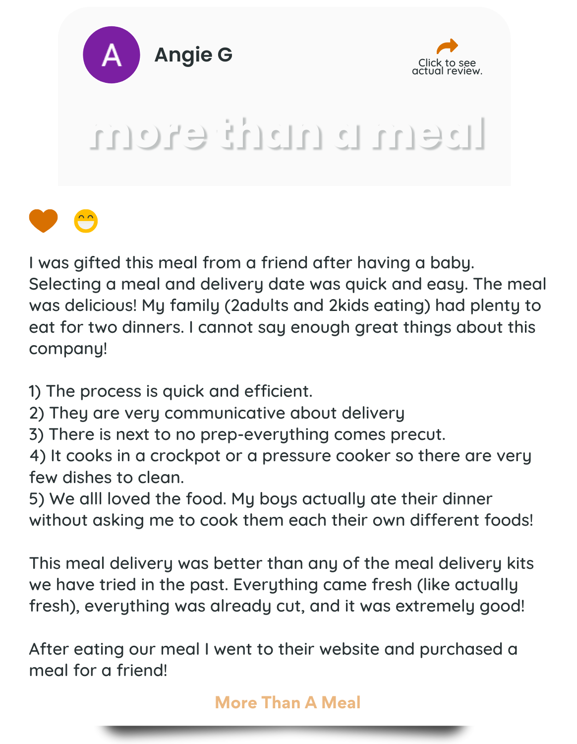 feedback from more than a meal customer