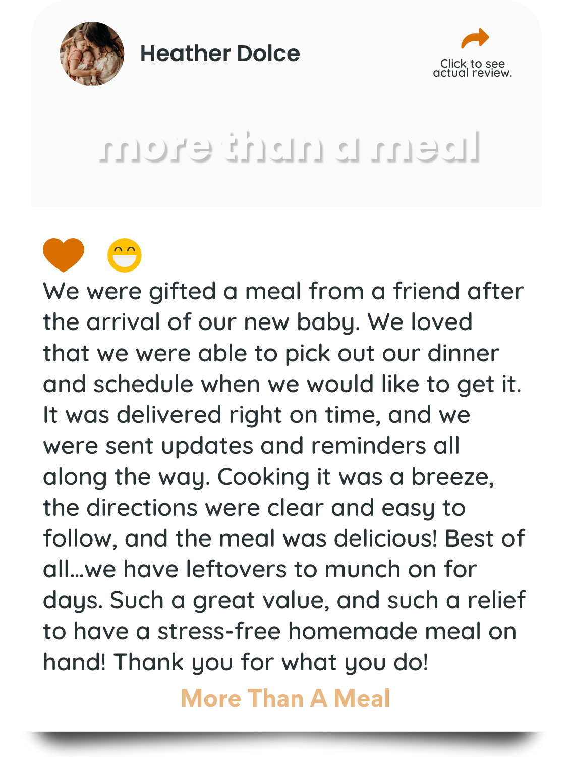 feedback from more than a meal customer