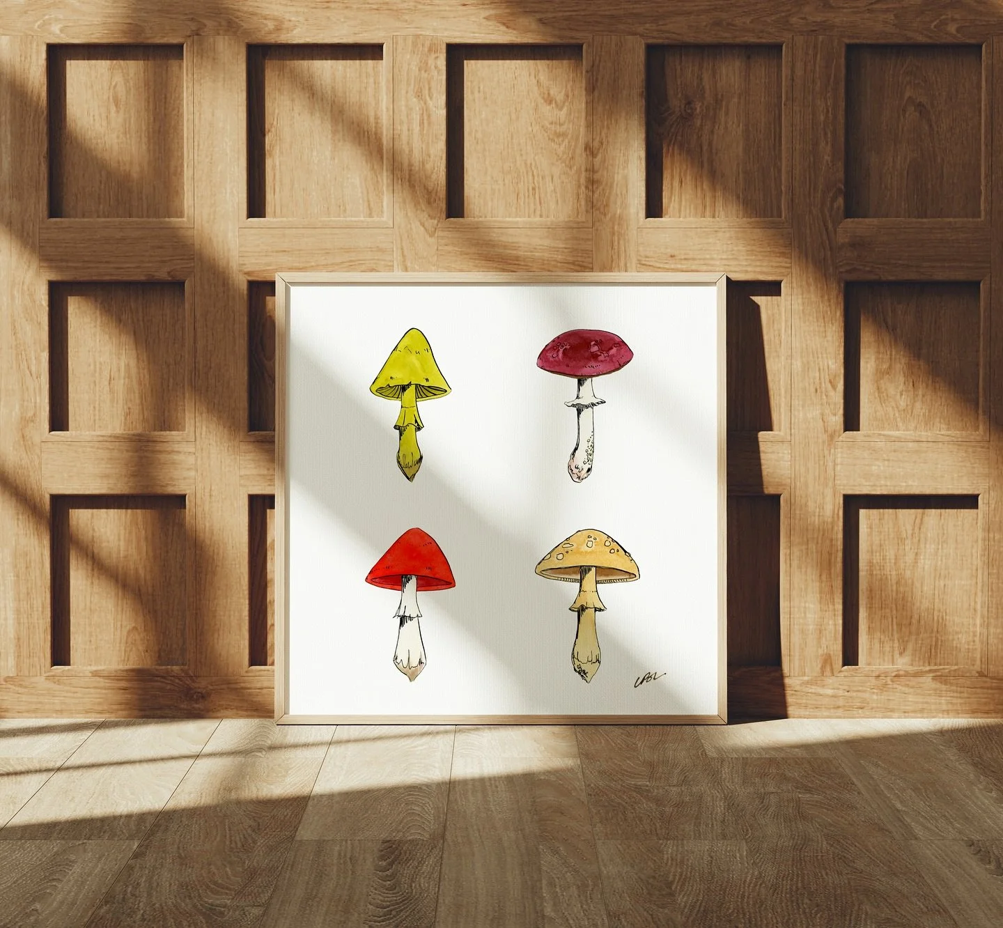 Limited Edition Fall Mushroom print!! This autumnal mushroom quad is only available for a limited amount of time. Shop her now before she&rsquo;s gone&hellip; I&rsquo;ve linked in stories 🍄&zwj;🟫🍄&zwj;🟫🍄&zwj;🟫🍄&zwj;🟫
.
.
.
#fallart #autumnvib