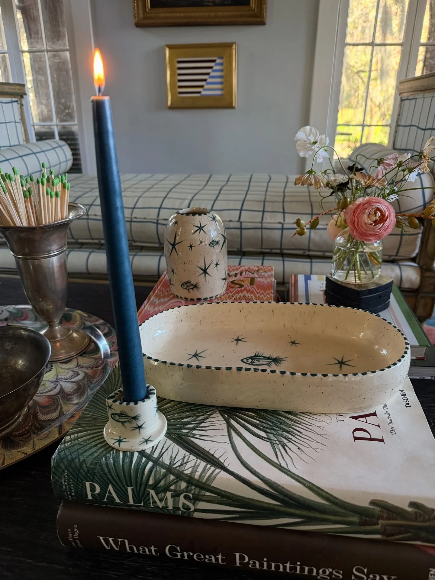 I’m excited to share that my collection of hand painted ceramics will release for sale next Friday, November 7th. This is a small run of bowls, serving dishes, candle holders and vases which are all handmade, here in Charleston, by @sabiacerami