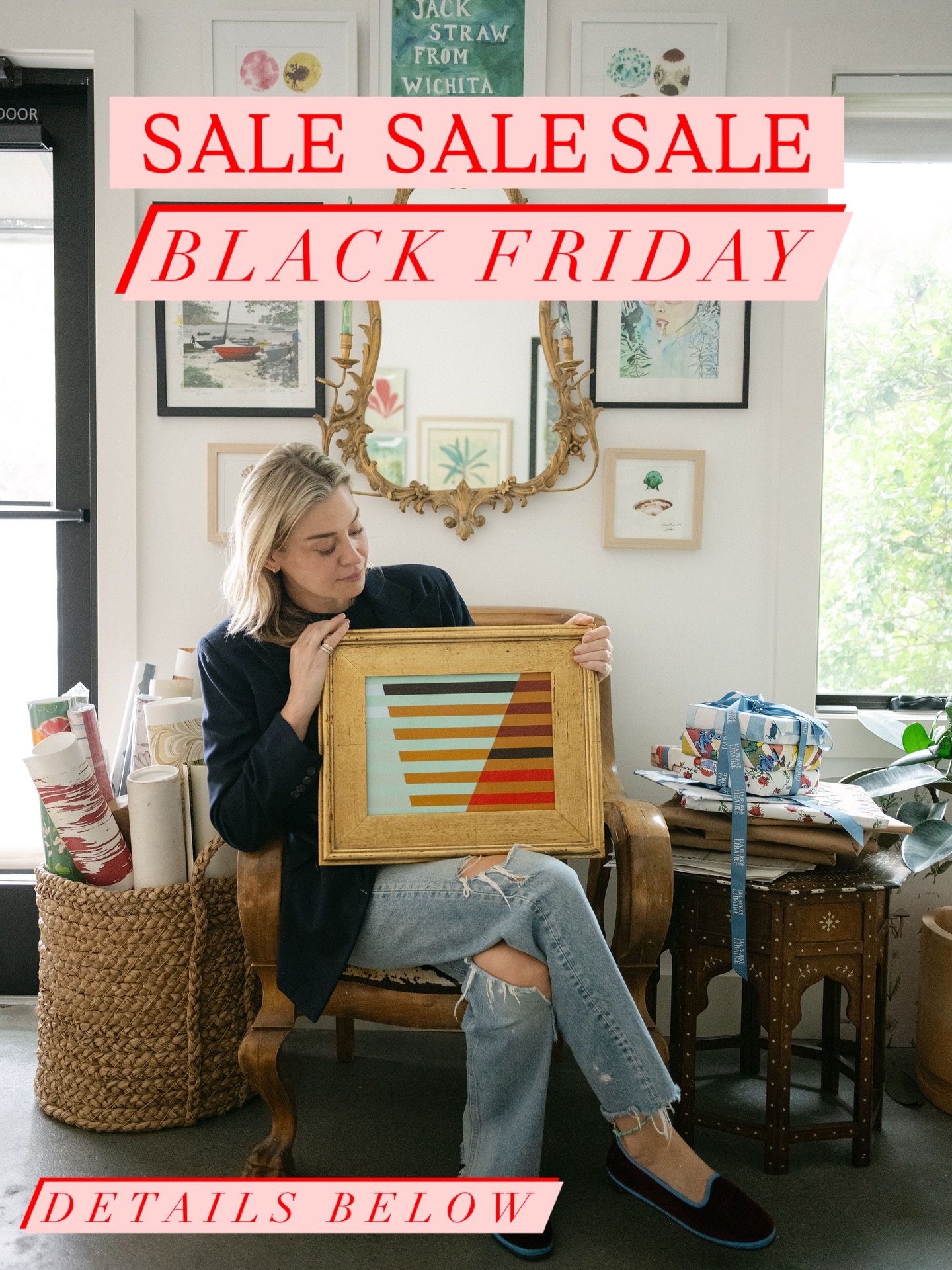 BIG asssss Black Friday Sale! Here at my studio in Charleston, 51 Oswego street (corner of Grove). 9:30 AM to 1 PM.

We will have original paintings, framed and unframed, wrapping paper, stationery and more. Come onnnn down and let&rsquo;s make a dea