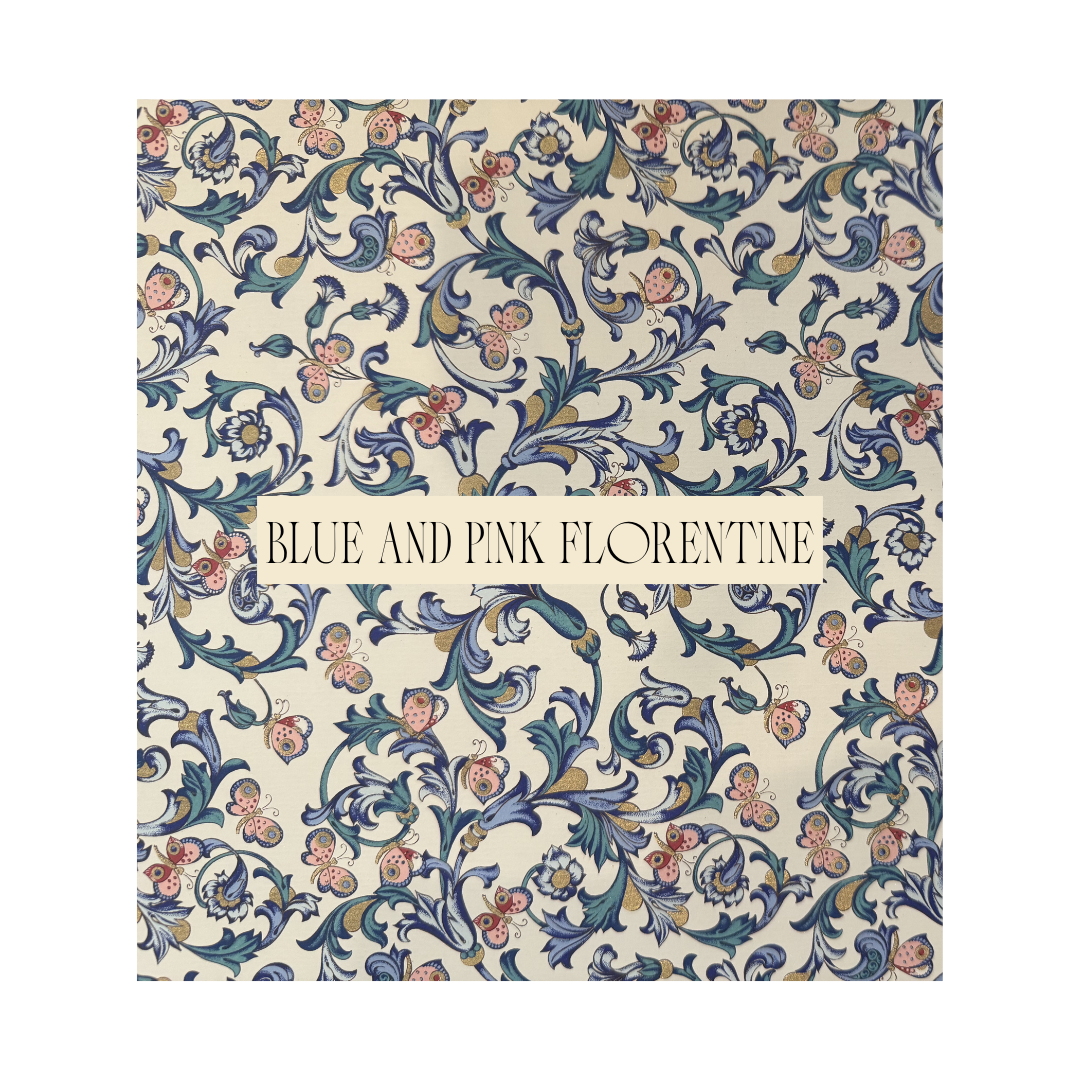 Blue and Pink Florentine Mat + Antiqued Gold Frame