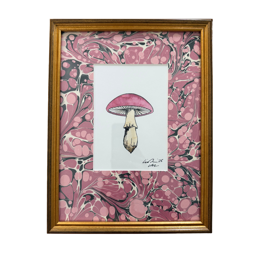 Berry Pink Cap Mushroom on Marble Mat