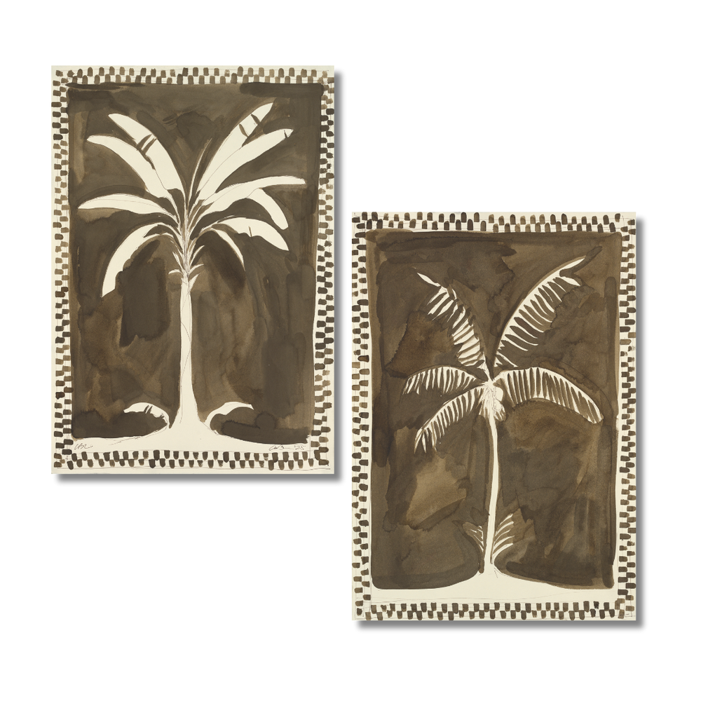 Palms on Checkerboard - Set of 2 — Lia Burke Libaire Art and Design