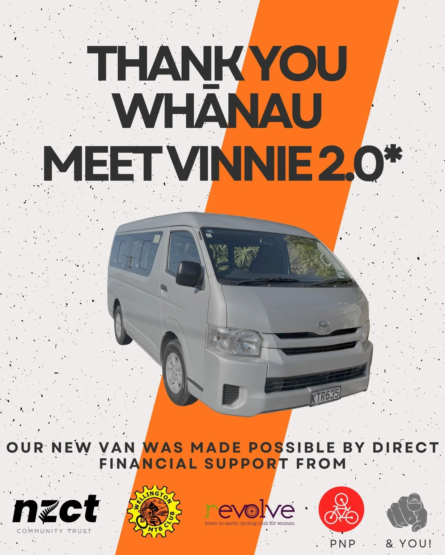 We are stoked to announce we have a replacement for Vinnie the Van- meet Vinnie the Van 2.0.

Thanks to the generous support from @wellymtb , @pnp_cycling , @revolve_wellington  and NZCT we have managed to get an upgrade over the line. 

*Soon whānau