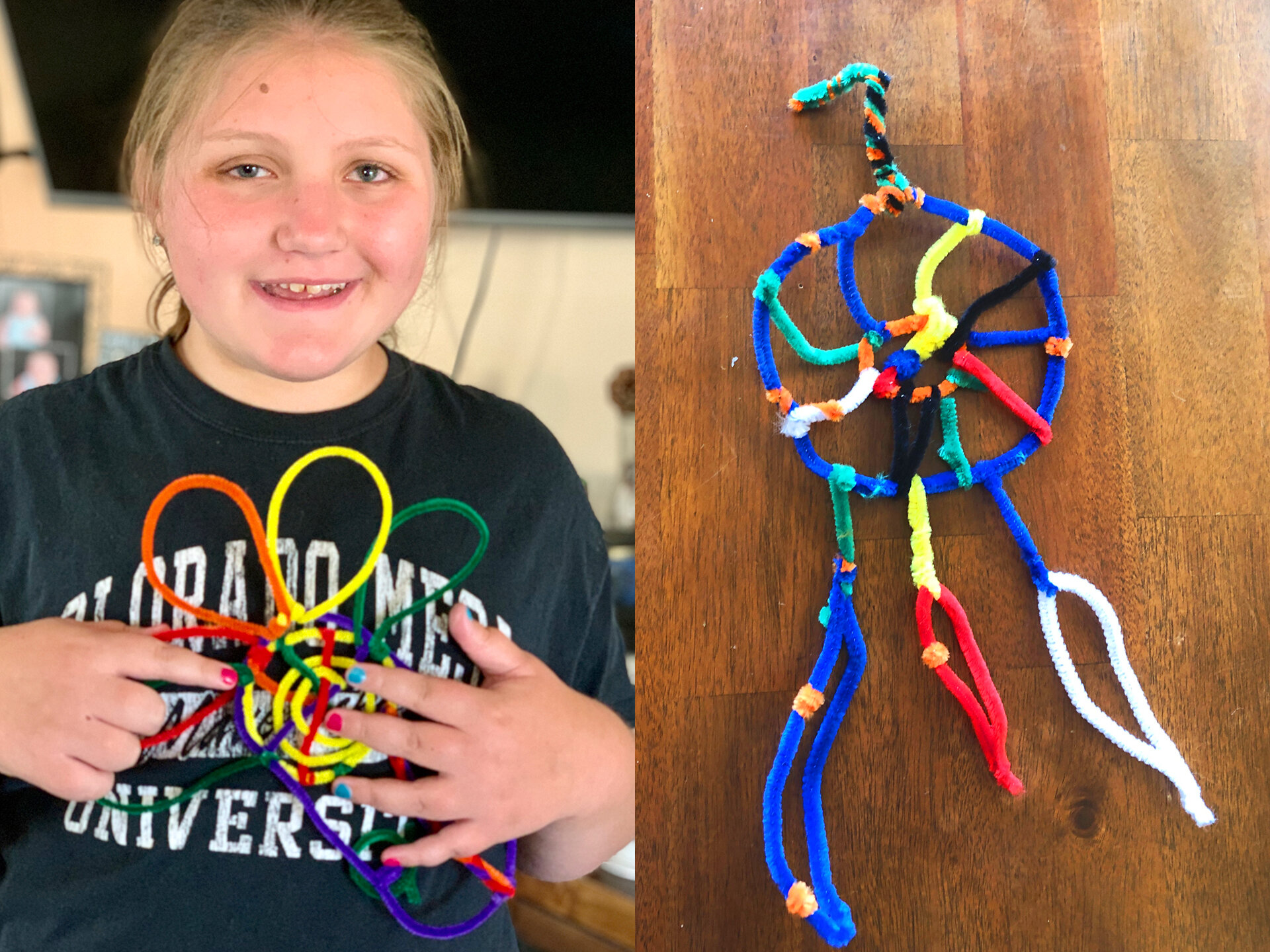 Isabelle with her Dreamcatcher on the left and Dreamcatcher by Hannah on the right