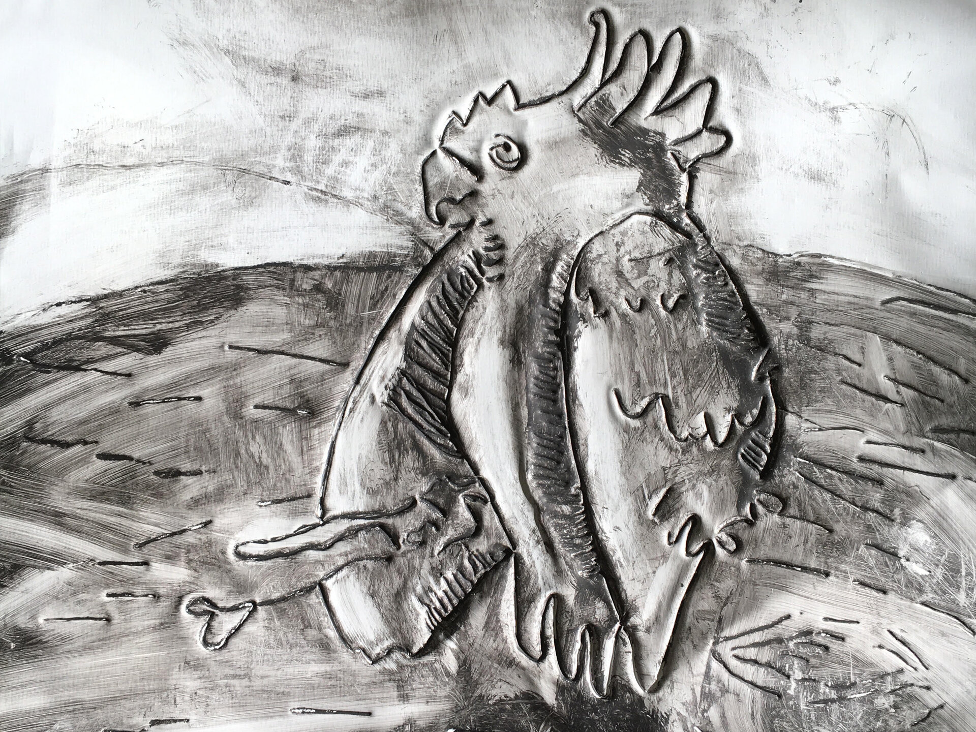 Valerie Alcaraz's Tactile Drawing of Cockatoo Bird