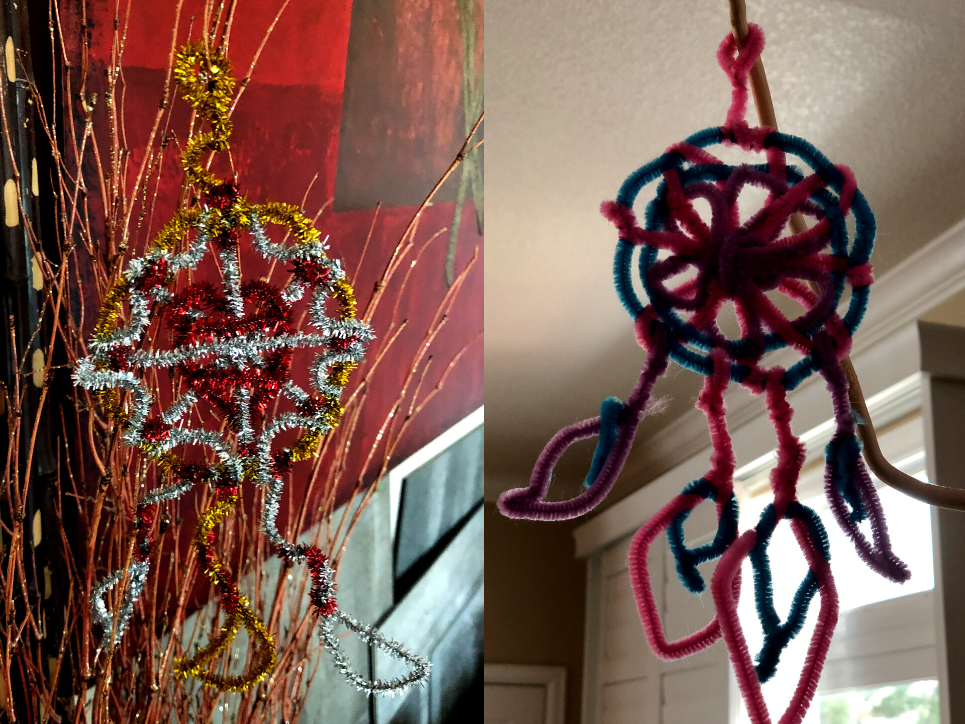 Hanging Dreamcatcher using pipe cleaners