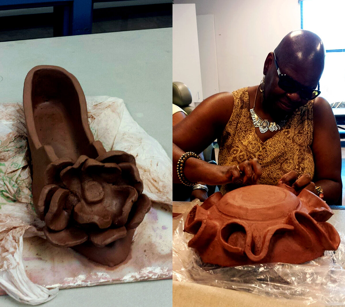Marguerite Woods Working on Ceramics 