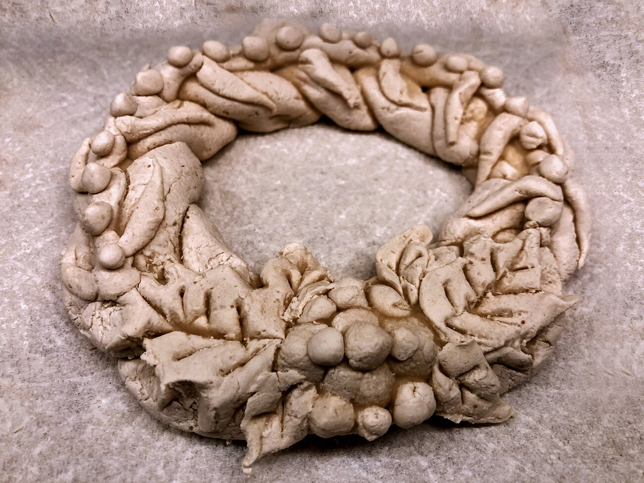 Salt dough wreath ornament