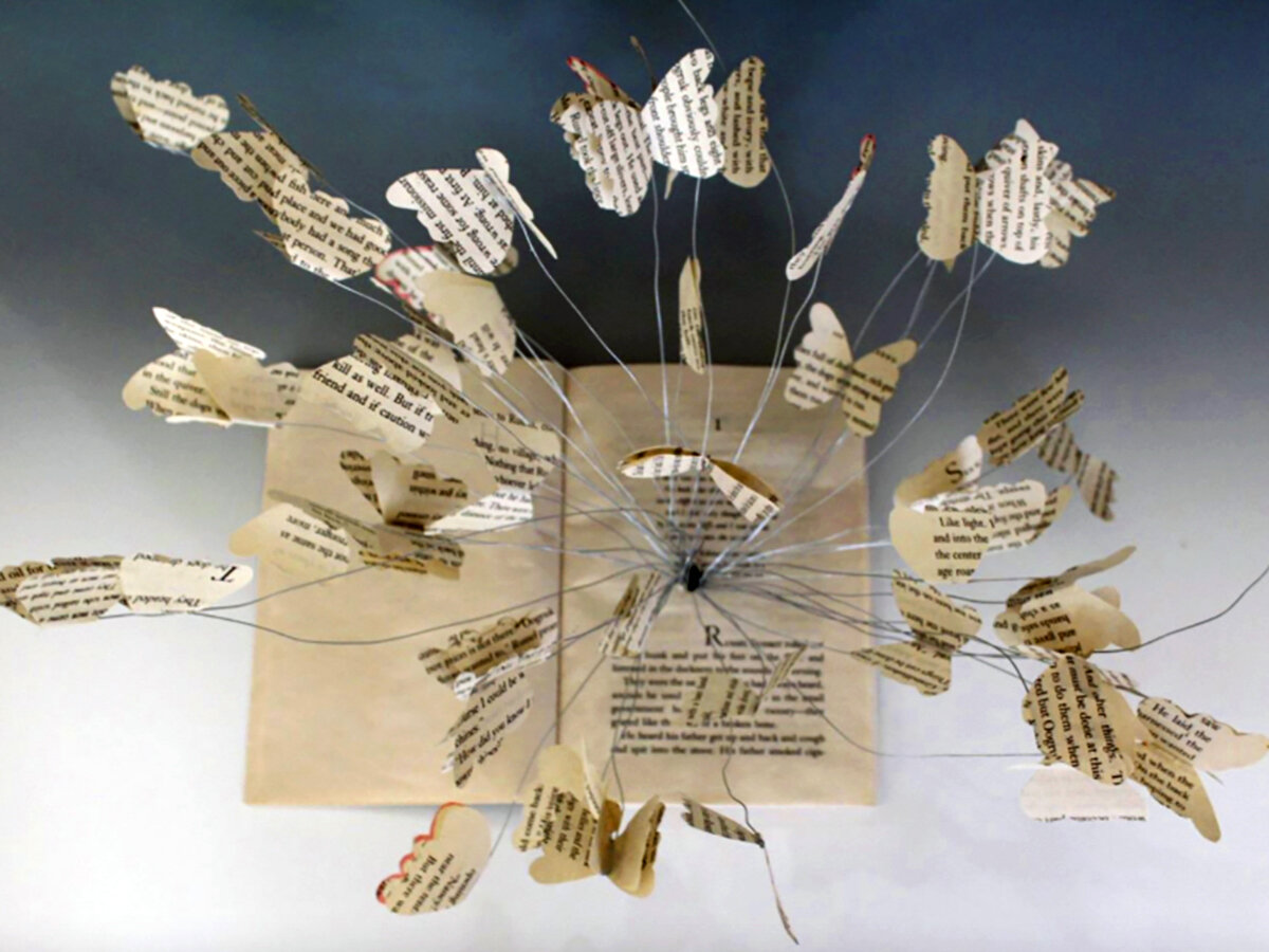  Open Book with Flying Birds: Top View