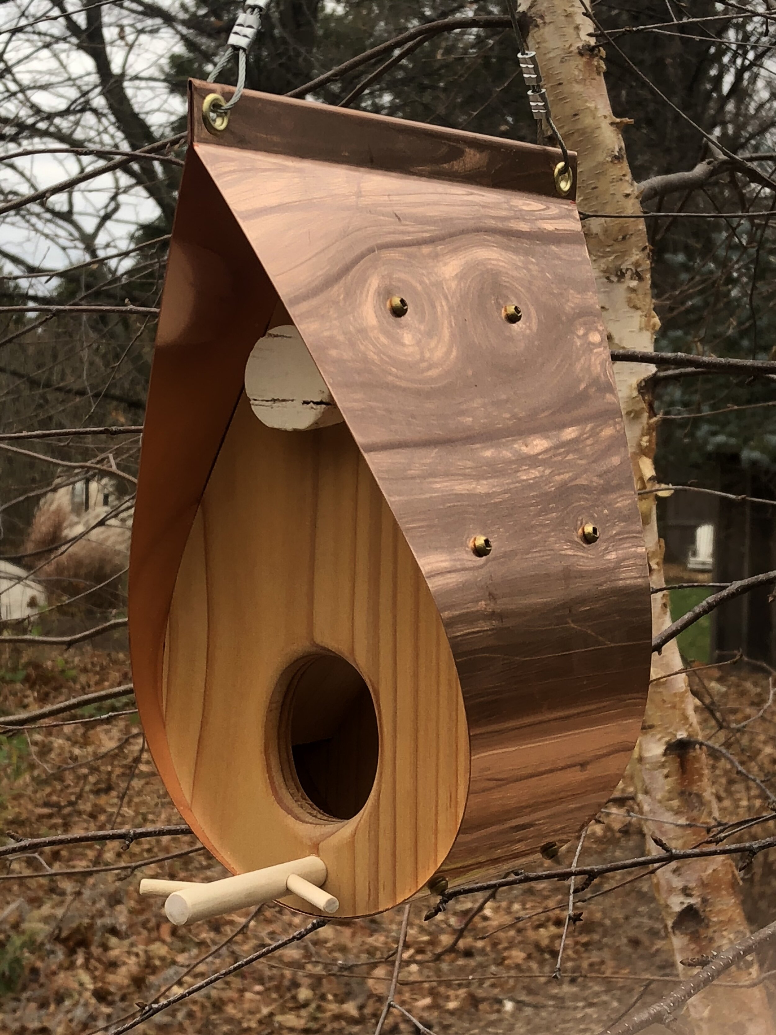 The ultimate bird feeder made with copper and cedar.