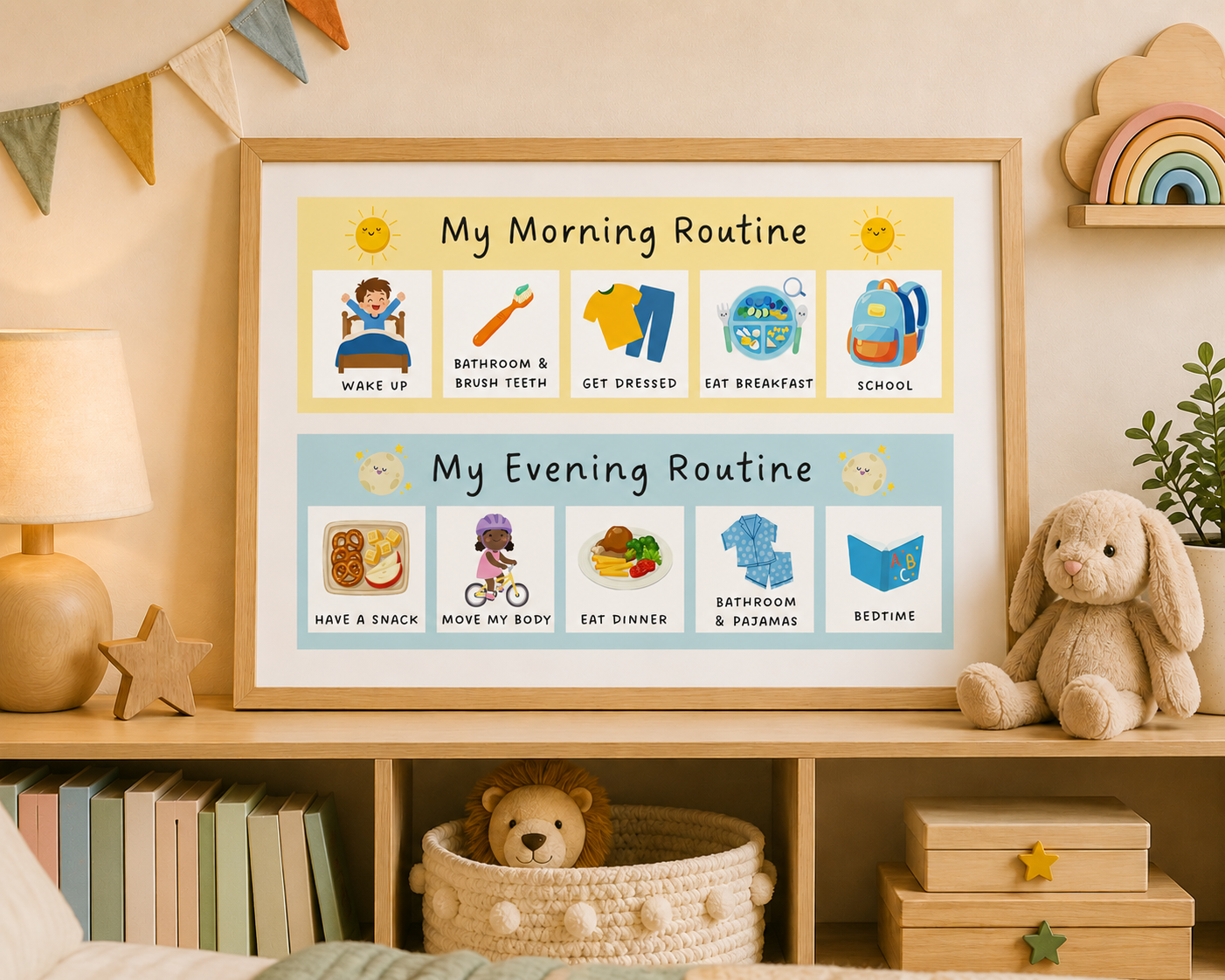 Morning & Evening Routine Visual Schedule for Kids