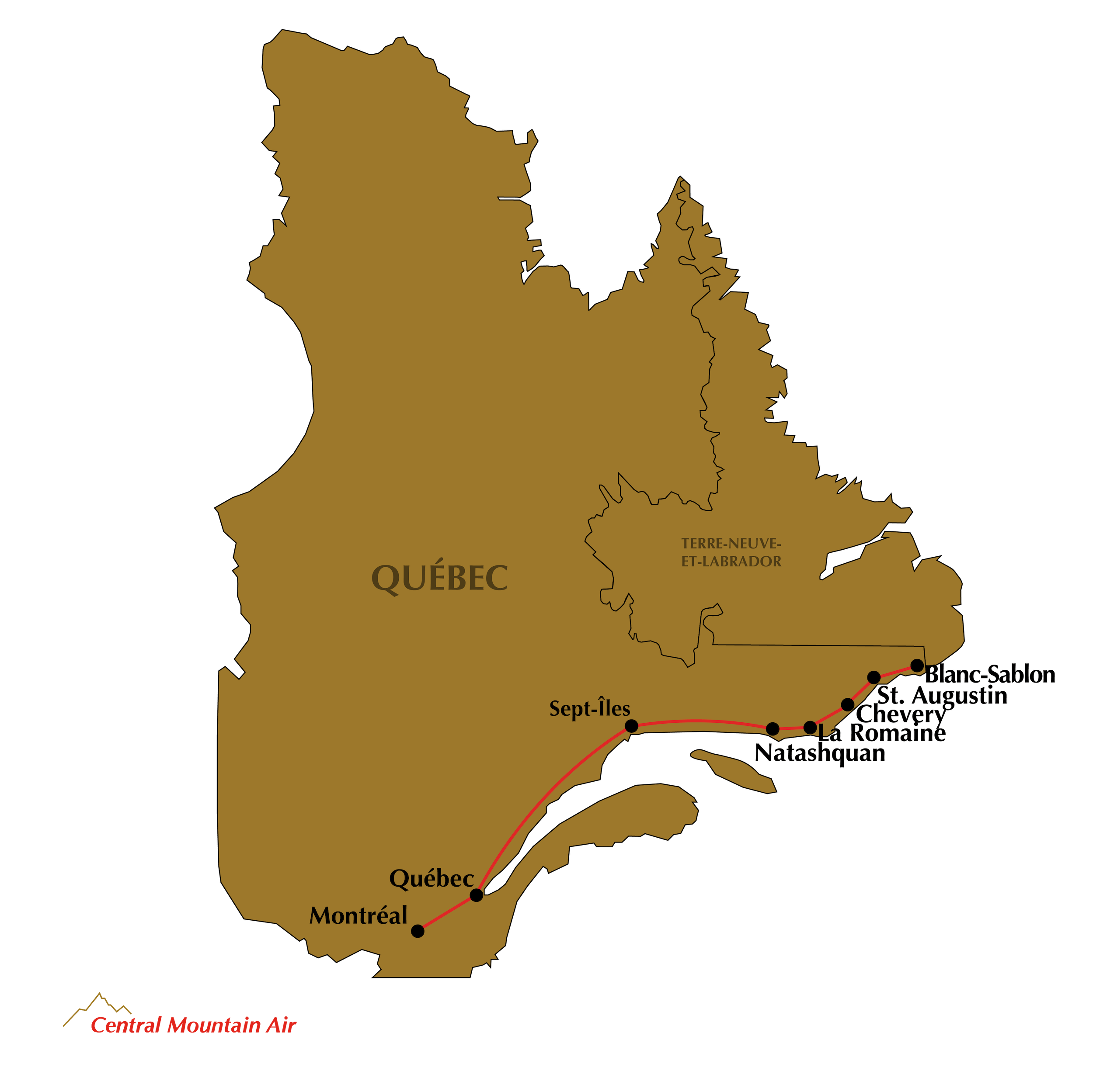CMA Quebec Lower North Shore Flight Map