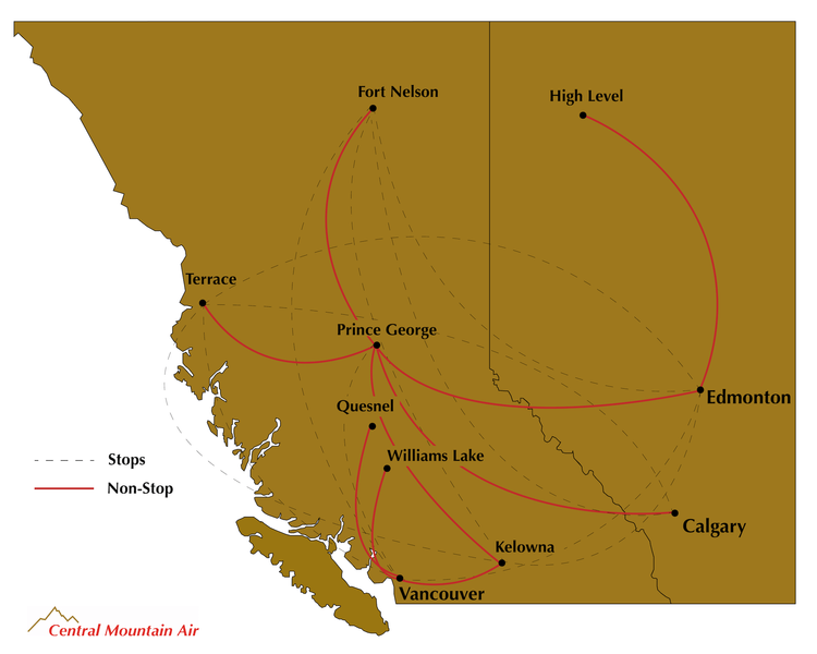 Calgary Non-Stop Flights (YYC) — Central Mountain Air