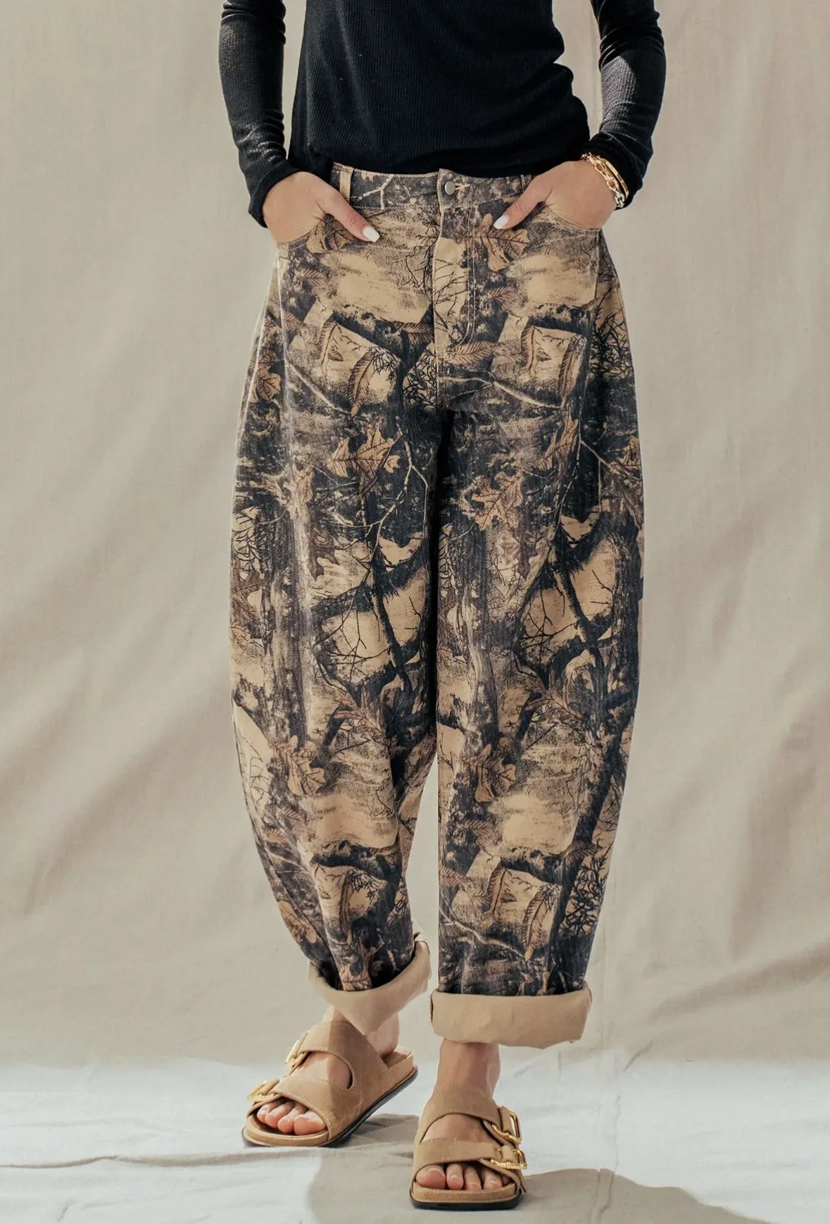 Camo Print Cotton Balloon Pants