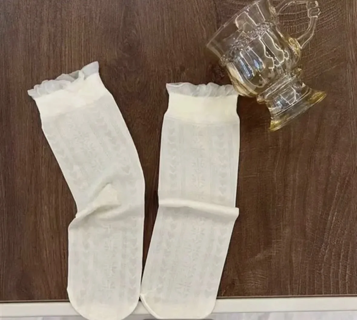 Floral Ruffle Thin Socks