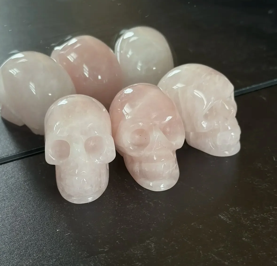 Rose Quartz Hand-Carved Skull - 2"