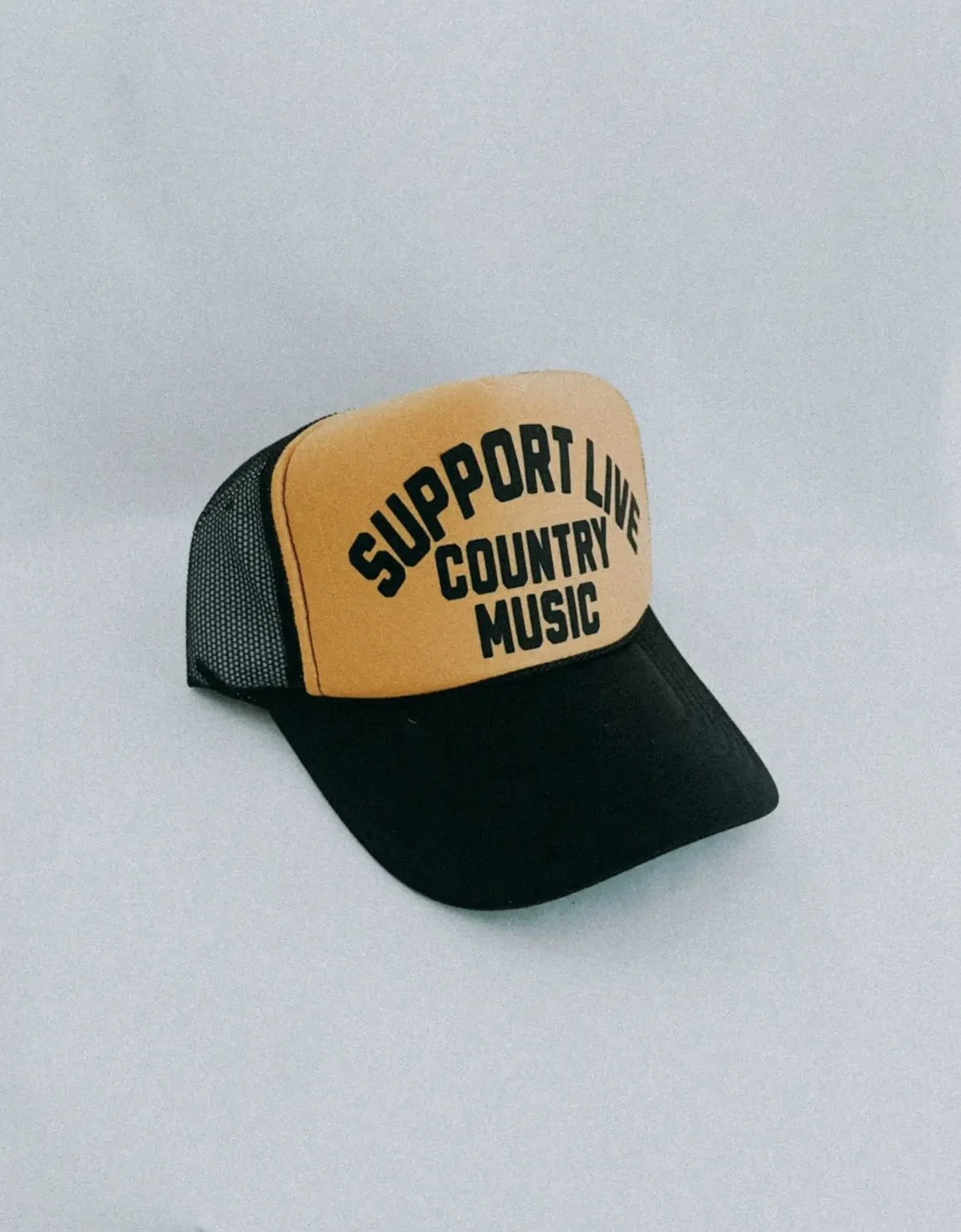 Black + Gold Support Live Country Music Trucker Hat