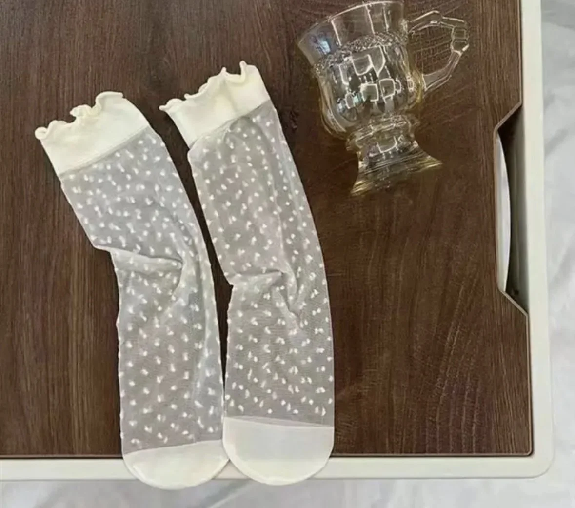 Polka Dot Ruffle Thin Socks