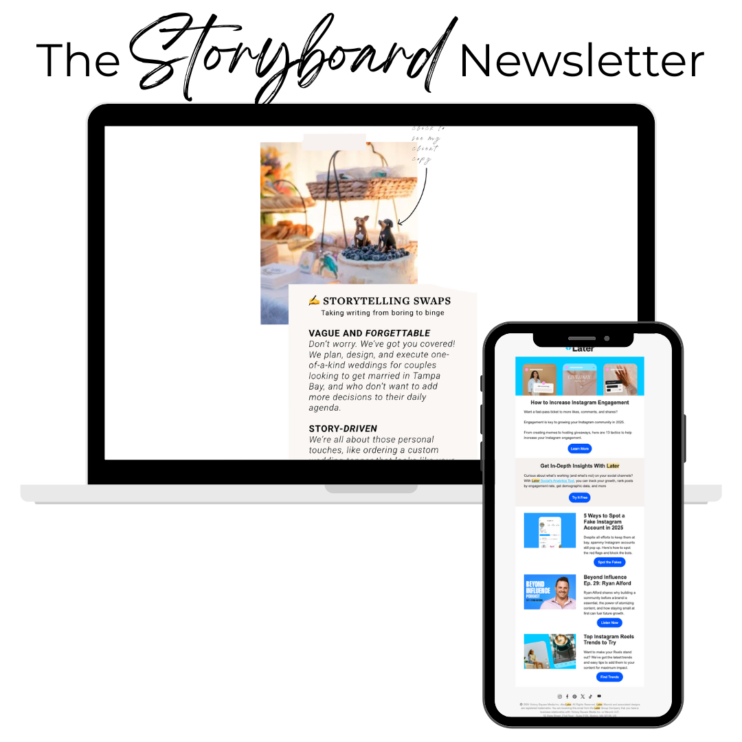Later.com's newsletter format where they promote multiple blogs in 1 email