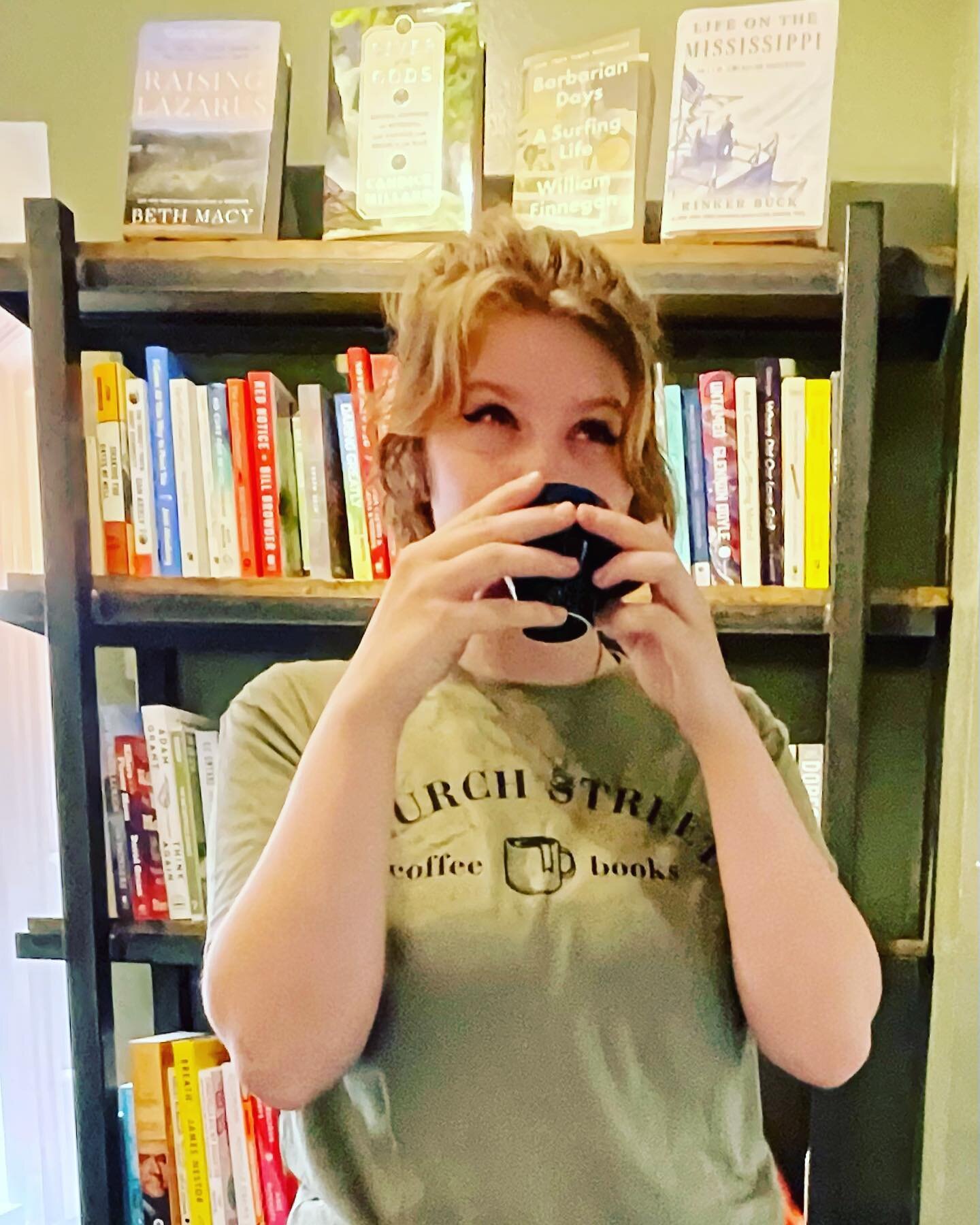 Our T-Shirts are back!

$25-$30 plus tax

We&rsquo;re open daily from 6am-6pm. Come see us!

ID: @liz.joy.beaumont wearing t-shirts at @81churchstreet 

#churchstreetcoffee #churchstreetcoffeeandbooks #coffeeandbooks #thebreakupcookie #bhameats #moun